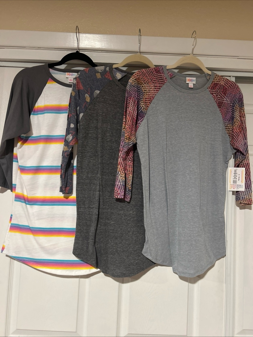 Lot Of 3 NWT LuLaRoe Randy Ts Size Small!  Raglan style 3/4 sleeve T